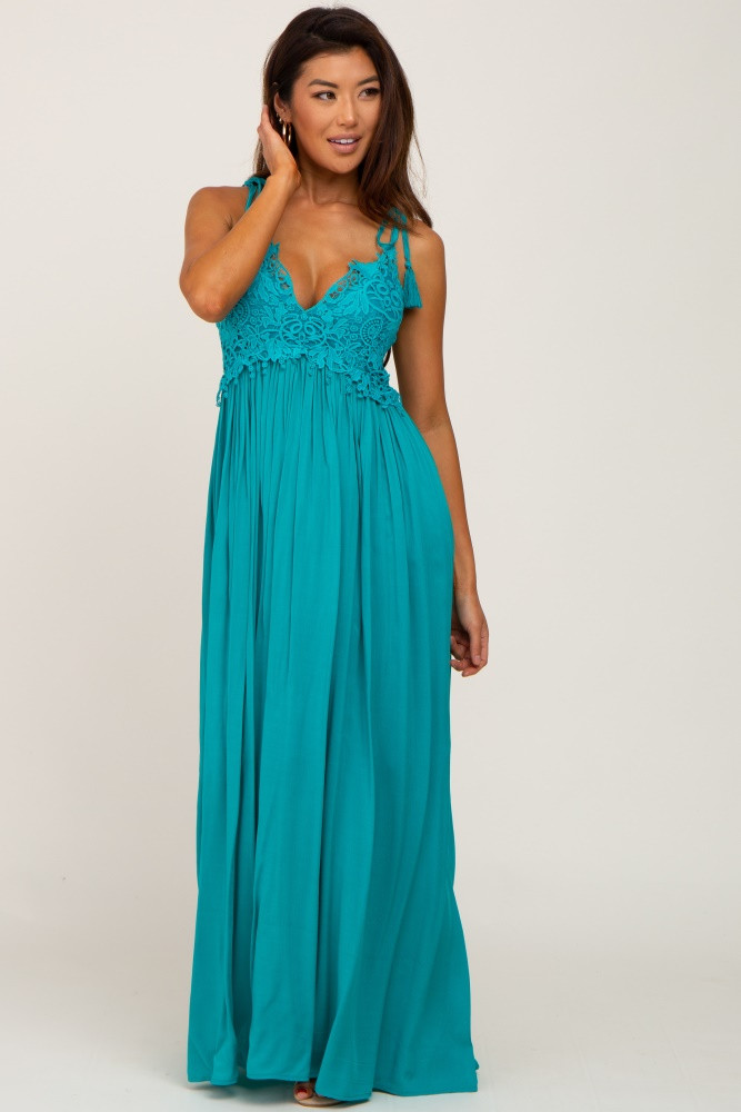 Turquoise Crochet Lace Maxi Dress | PinkBlush Maternity