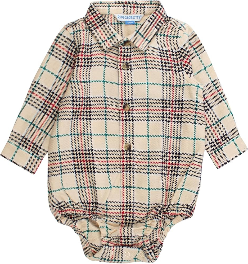RUGGEDBUTTS Baby Boys Long Sleeve Button Down Bodysuit | Amazon (US)