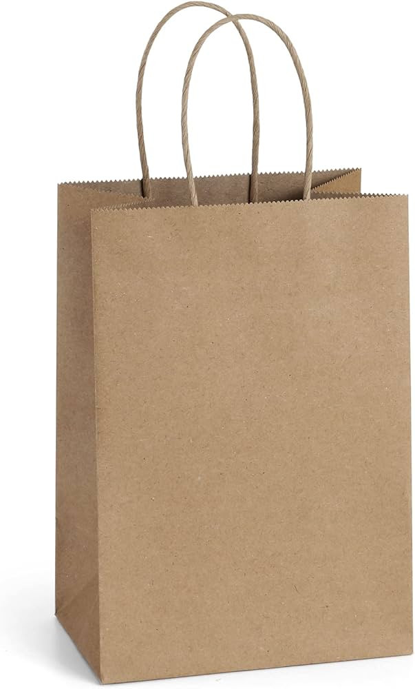 BagDream 100Pcs 5.25x3x8 Inches Gift Bags Small Paper Bags with Handles Bulk Kraft Brown Paper Sh... | Amazon (US)