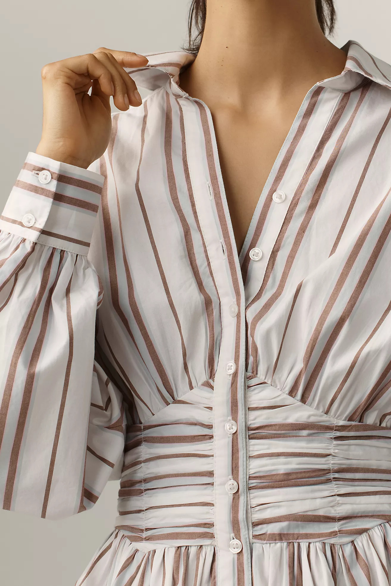 By Anthropologie Long-Sleeve Collared A-Line Mini Dress | Anthropologie (US)