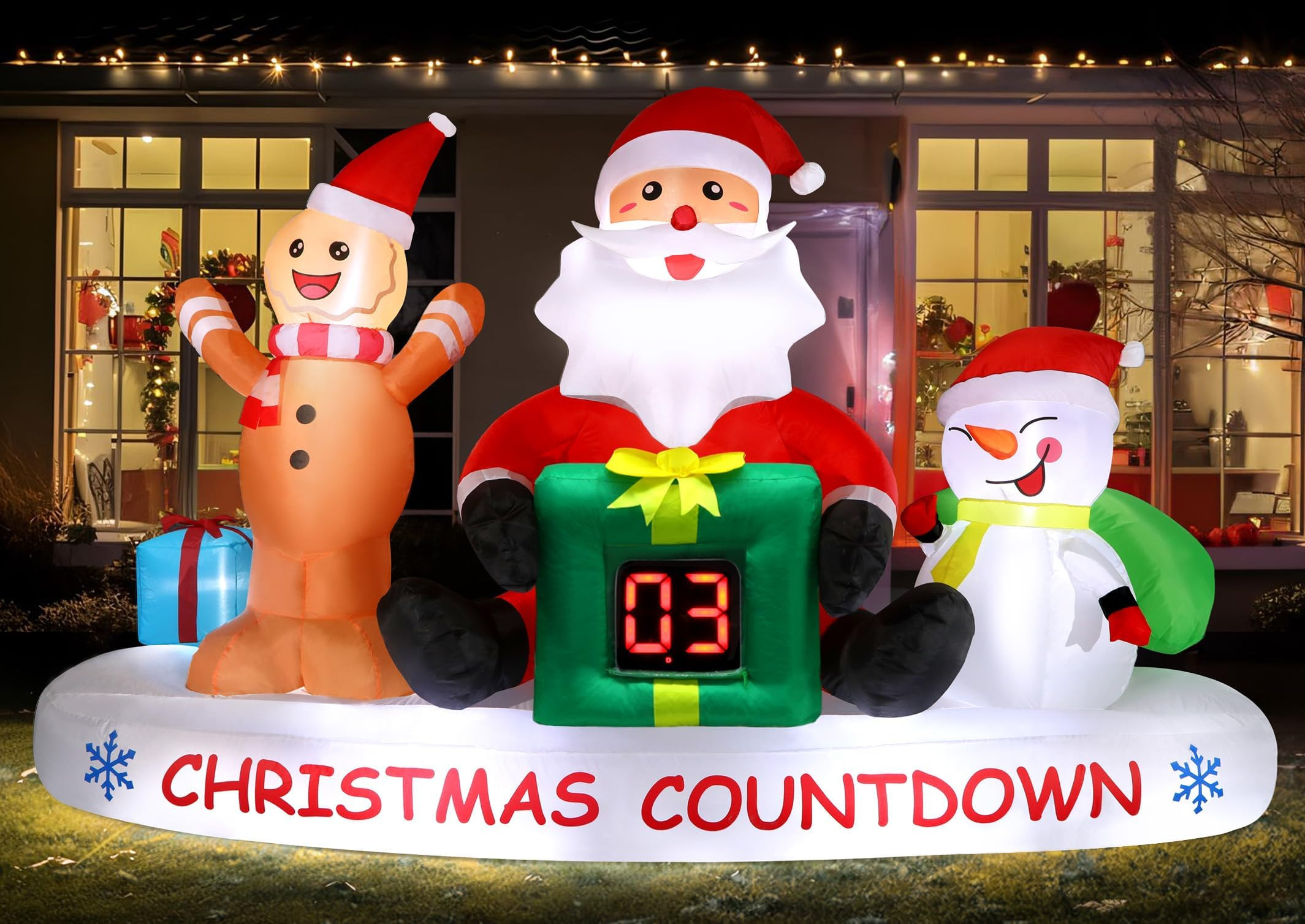 Alupssuc 8 FT Christmas Inflatable Outdoor Decorations with LED Christmas Countdown Clock, Snowma... | Amazon (US)
