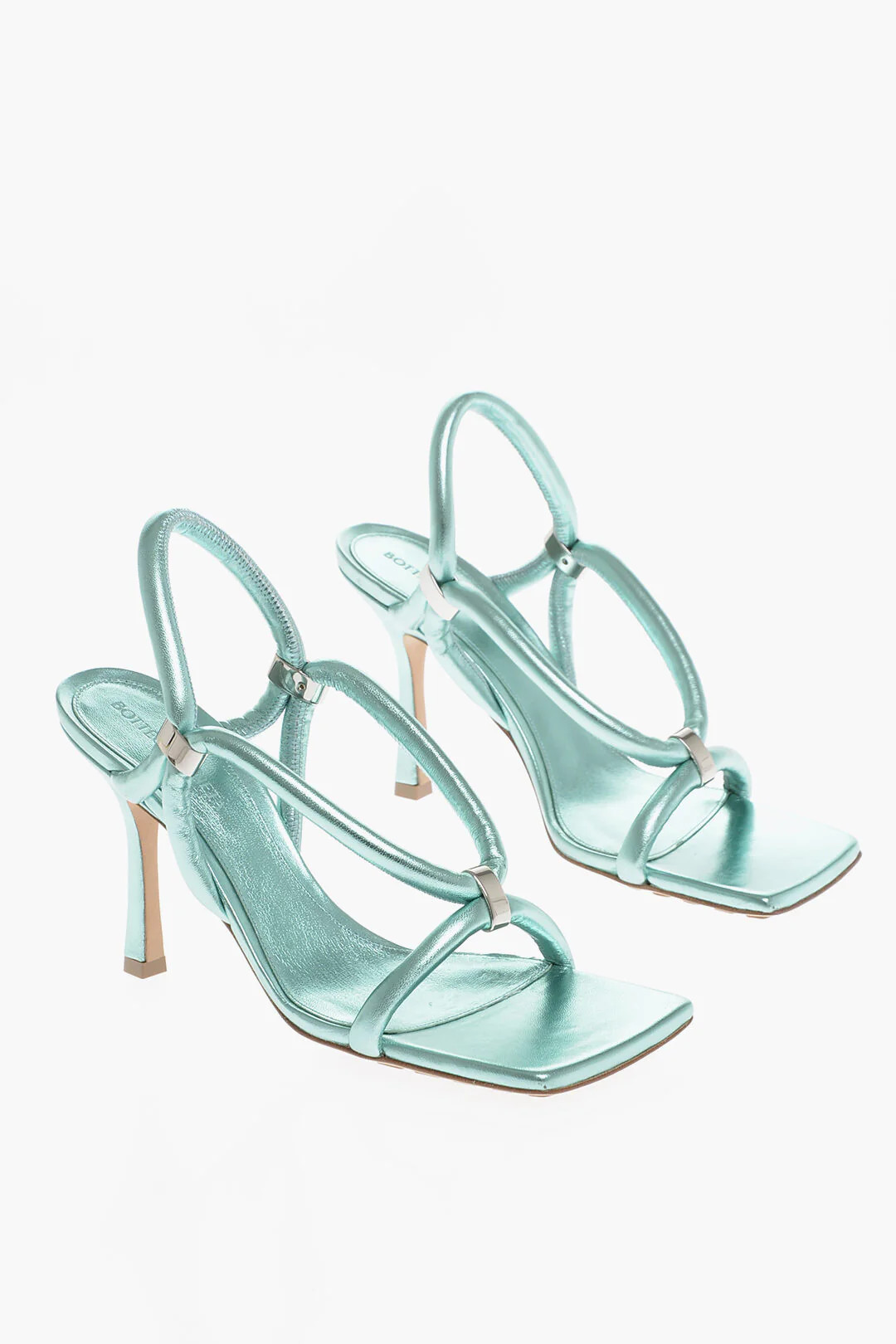 Bottega Veneta Leather Sandals Metallic Effect 9 Cm | Shop Simon
