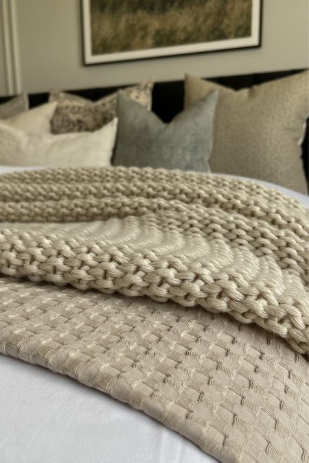 Master bedroom bedding and bed layering! 

This Amazon waffle knit throw is such a great price and perfect for your layering! 

#LTKstyletip #LTKFind #LTKhome