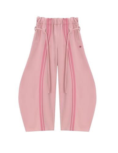 Aelfric Eden Stripe Super Baggy Sweatpants Oversized Barrel Pants Vintage Wide Leg Elastic Waist Lantern Trouser Unisex Pink X-Small | Amazon (US)