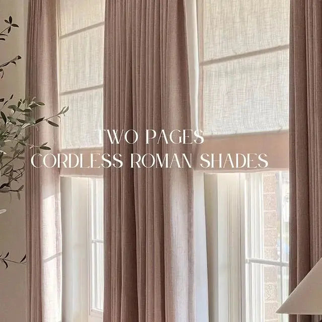 Liz Linen Blend Roman Shade Cordless - Wooden Headrail | TWOPAGES