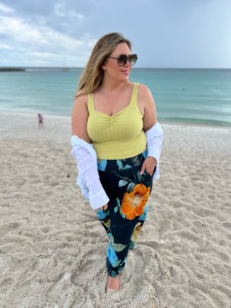 Love this cozy summer chic look I styled with pieces from Anthropologie, American eagle and Abercrombie. I sized up to a 3x in the pants but could do the 2x, my regular size, just fine. Wearing an XL in the tank and an xxl in the white shirt. 

#LTKunder100 #LTKtravel #LTKcurves