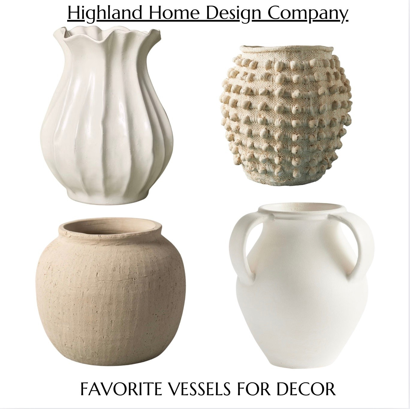 I’ve linked a few of my favorite vessels. Below pieces are using my own home and client projects. These are great neutral options with beautiful texture.

#LTKHome #LTKSeasonal #LTKHoliday