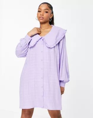 Lola May statement collar oversized smock dress in purple | ASOS (Global)