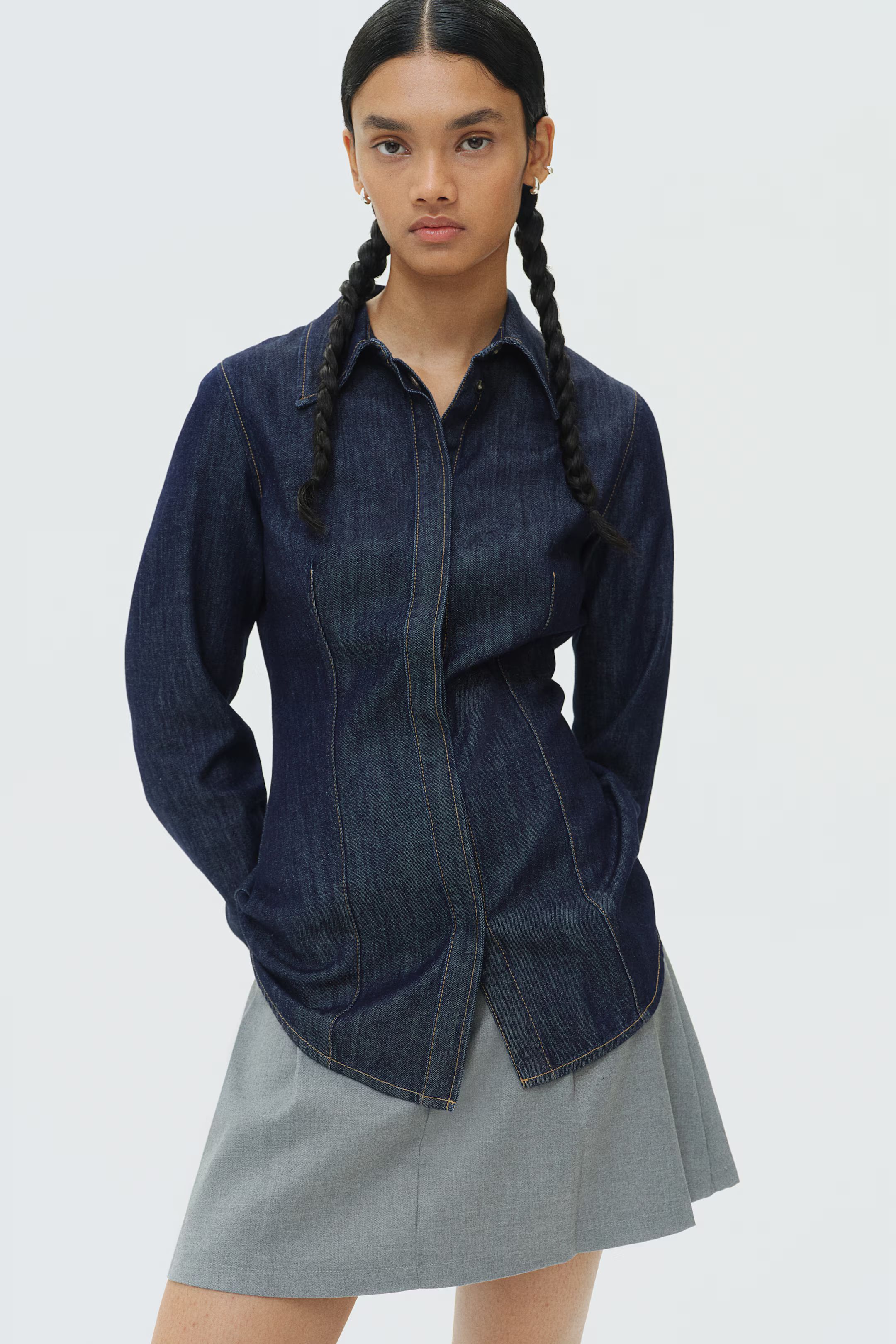 Tapered-Waist Denim Shirt | H&M (US + CA)