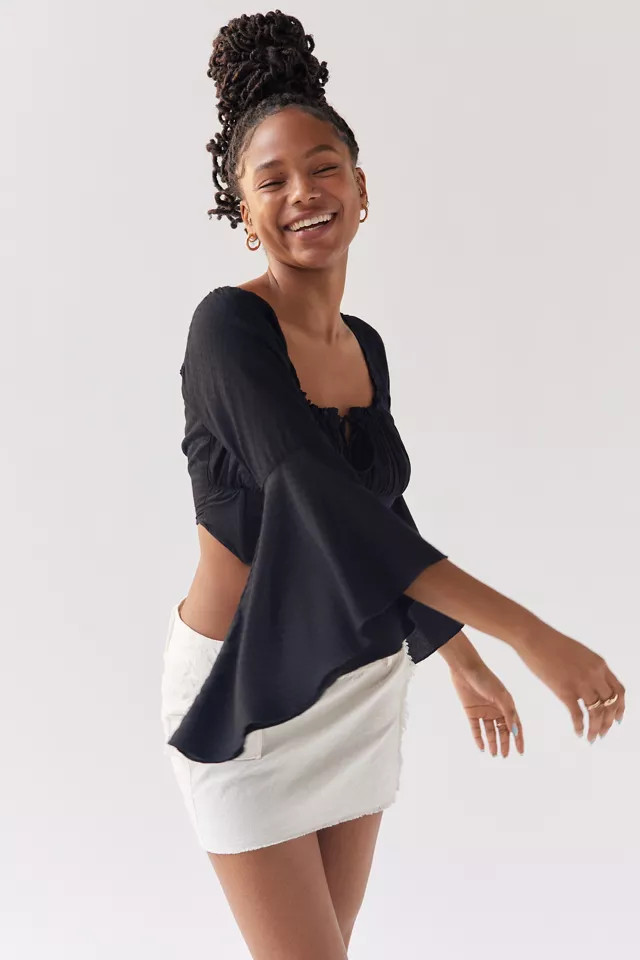 UO Katie Long Sleeve Corset Top | Urban Outfitters (US and RoW)