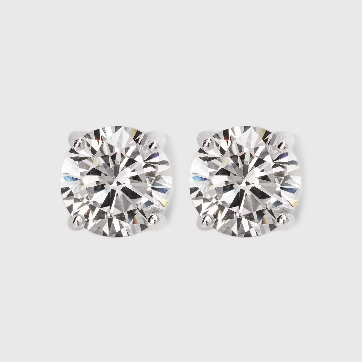 Sterling Silver Round Cubic Zirconia Stud Earring - A New Day™ Silver: Polished Nickel-Free Met... | Target