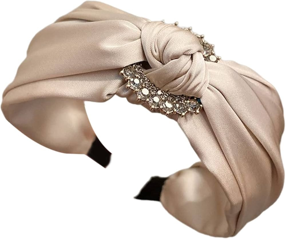 Solid Fabric Hair Scarf Band Hairband for Women Girl Korea Headbands Fashion Accessories, Beige | Amazon (US)