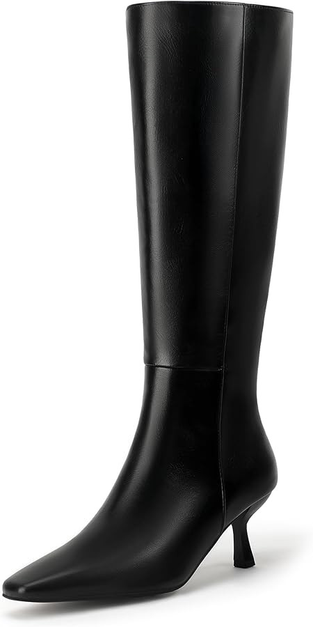 IDIFU IN3 Knee High Boots for Women Square Toe Low Kitten Heel Tall Long Fall Boot with Side Zipp... | Amazon (US)