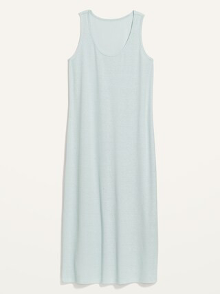 Sleeveless Rib-Knit Linen-Blend Midi Shift Dress for Women | Old Navy (US)