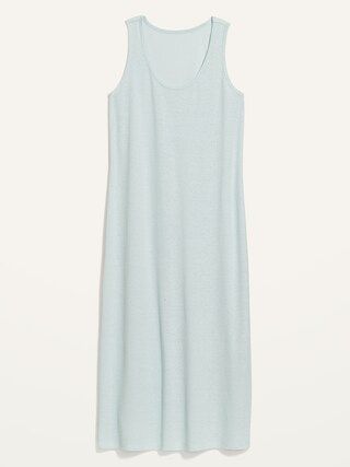 Sleeveless Rib-Knit Linen-Blend Midi Shift Dress for Women | Old Navy (US)