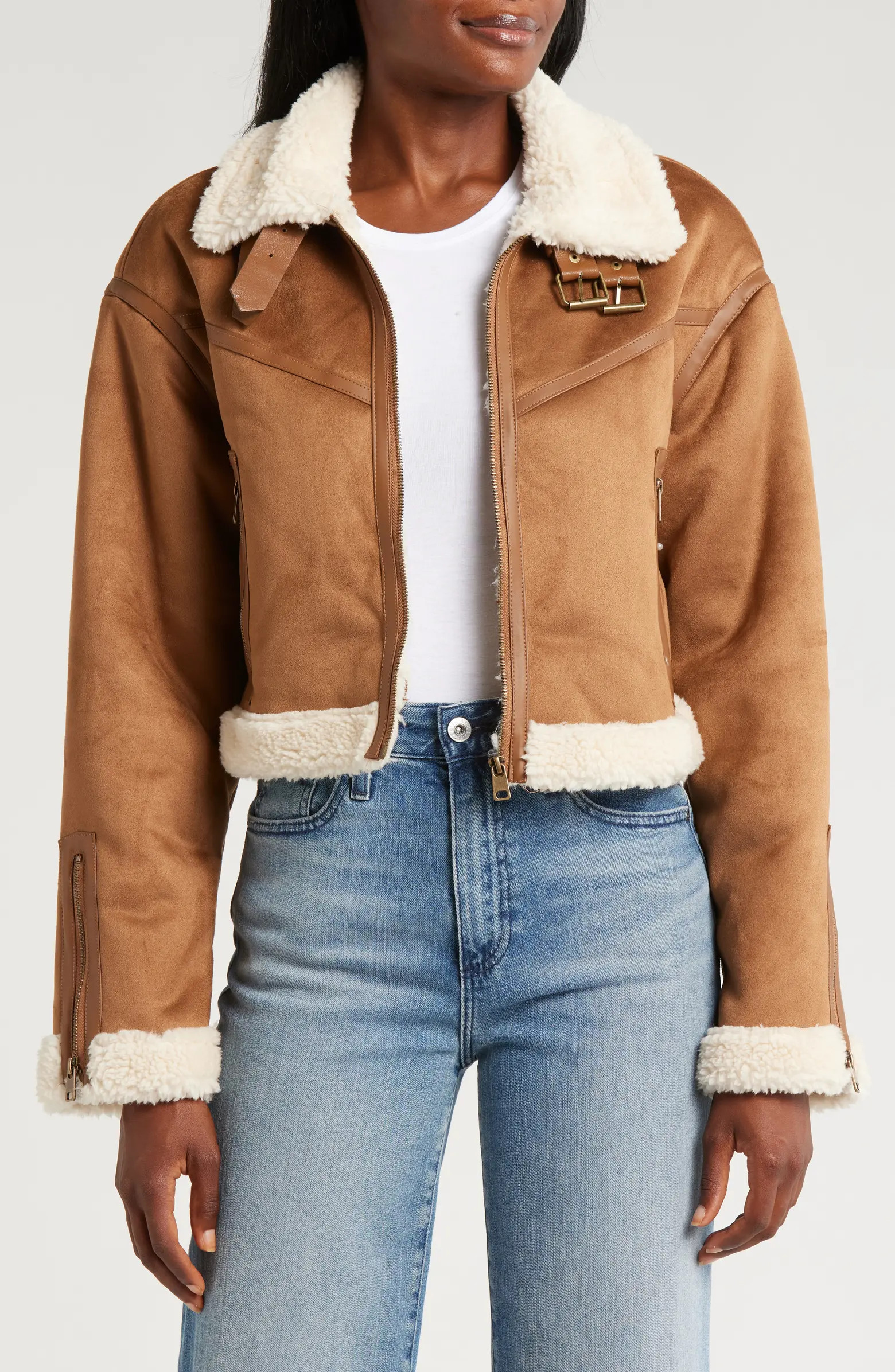 Faux Shearling Crop Jacket | Nordstrom