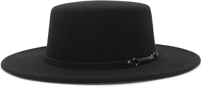 EOZY Women Men Classic Felt Fedora Hat Wide Brim Flat Top Jazz Panama Hat Casual Party Church Hat | Amazon (US)