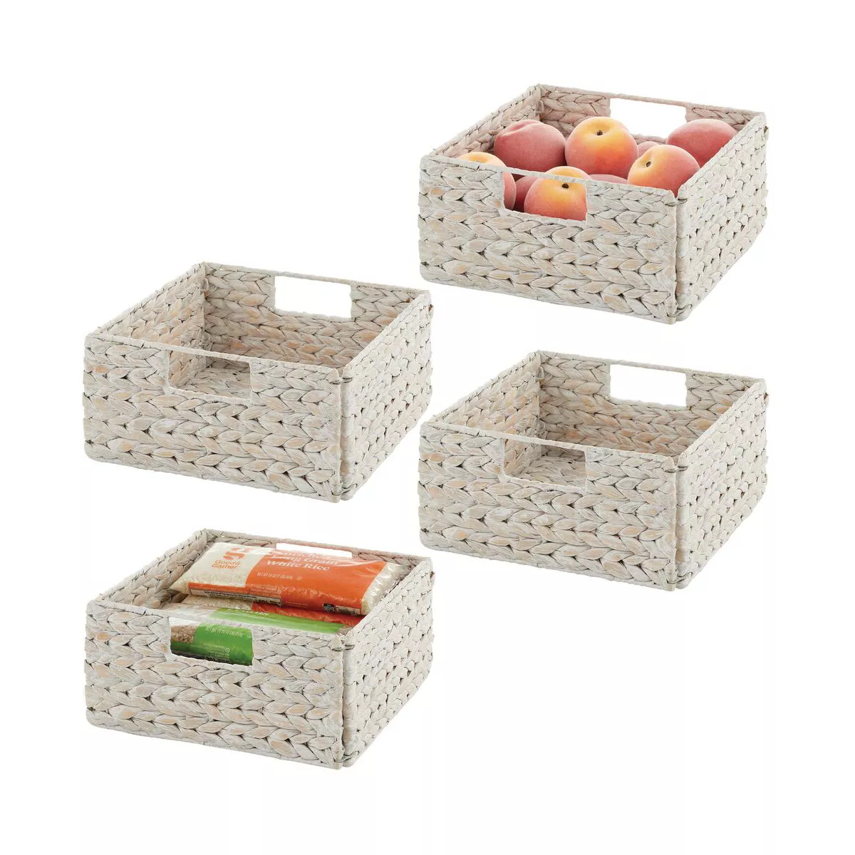 mDesign Hyacinth Kitchen Storage Basket with Handles, 4 Pack | Target