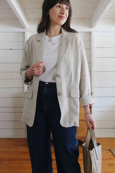 Relaxed Linen Blazer 3 Ways - Look 1 Details

Linen Blazer - TTS - I sized up to M for more room - STYLEBEE20 for 20% Off (via link on blog)

Jeans - TTS - super comfy - wearing my usual 26 with a 27.5” inseam. On sale this wknd!

Pinnacle Tee by Power of My People - Link on blog - STYLEBEE10 for 10% off 

#LTKSale #LTKSeasonal