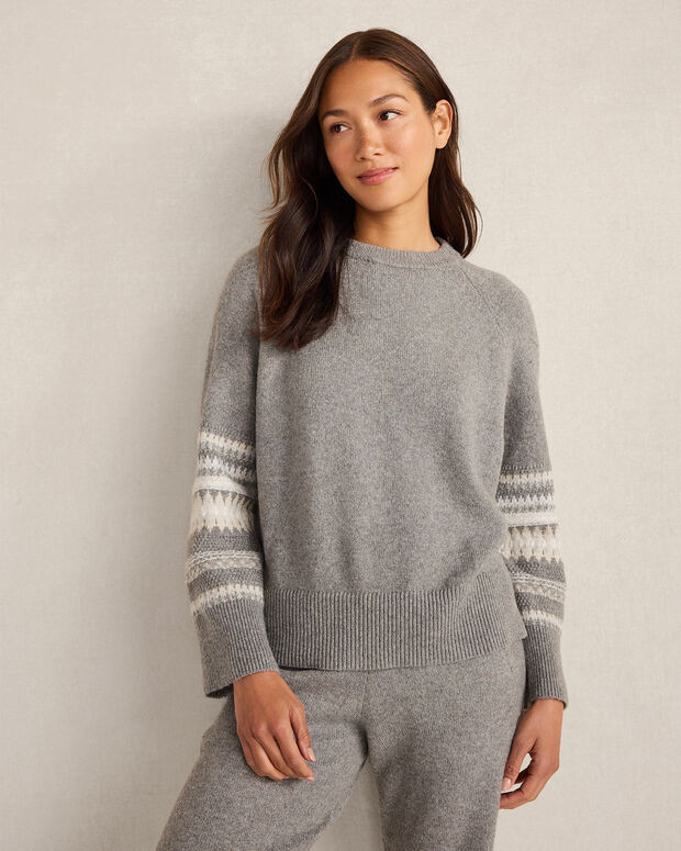 Organic Cotton Blend Nostalgic Fair Isle Crewneck Sweater | Haven Well Within