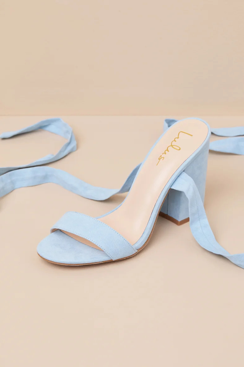Alta Light Blue Suede Lace-Up Heels | Lulus