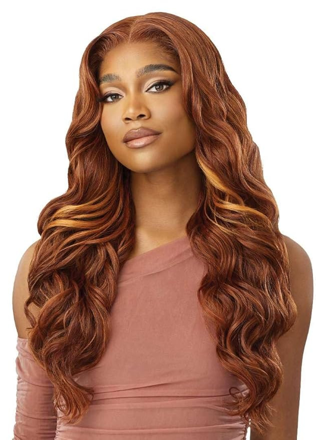 Outre 5X5 Lace Closure Wig - Human Hair Blend - Glam Curls 24" (DR2/VANILLA COCOA) | Amazon (US)