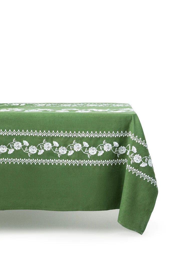 Cosmo Rectangular Tablecloth in Green | Over The Moon
