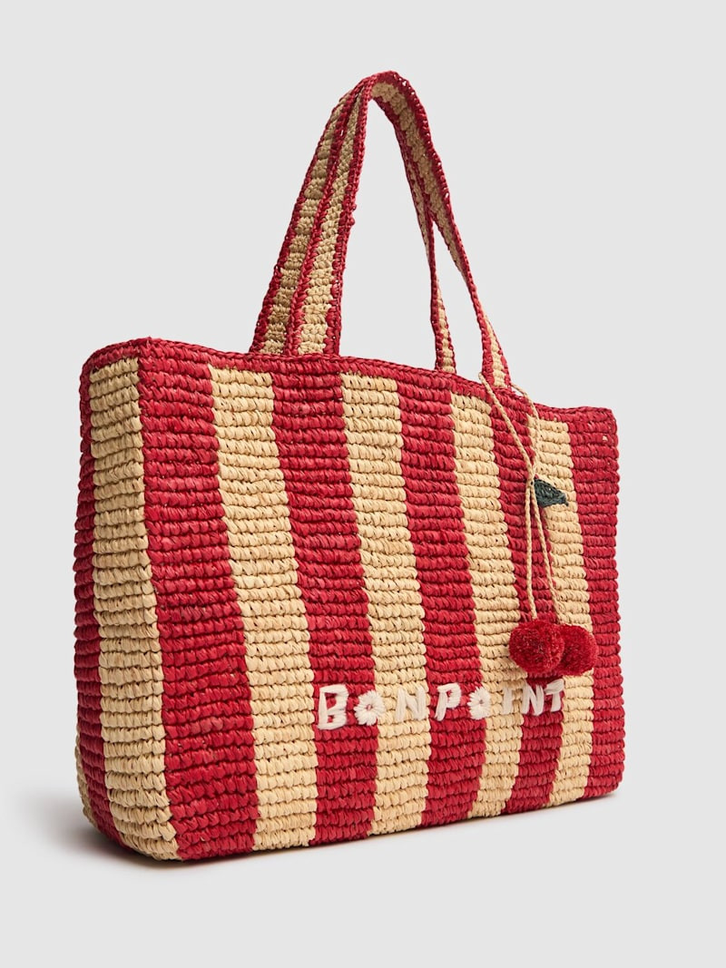Raffia tote bag w/logo | Luisaviaroma