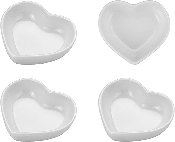 Beautyflier Pack of 4 Heart Shaped Ceramic Sauce Dishes Plates Serving Saucers Bowl For Sushi App... | Amazon (US)
