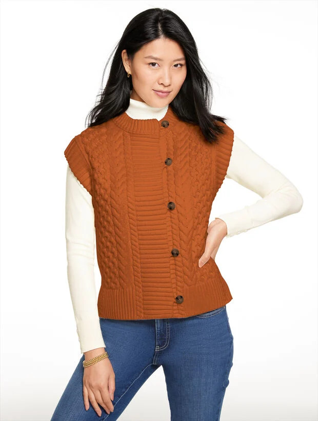 Cable Knit Sweater Vest | Talbots