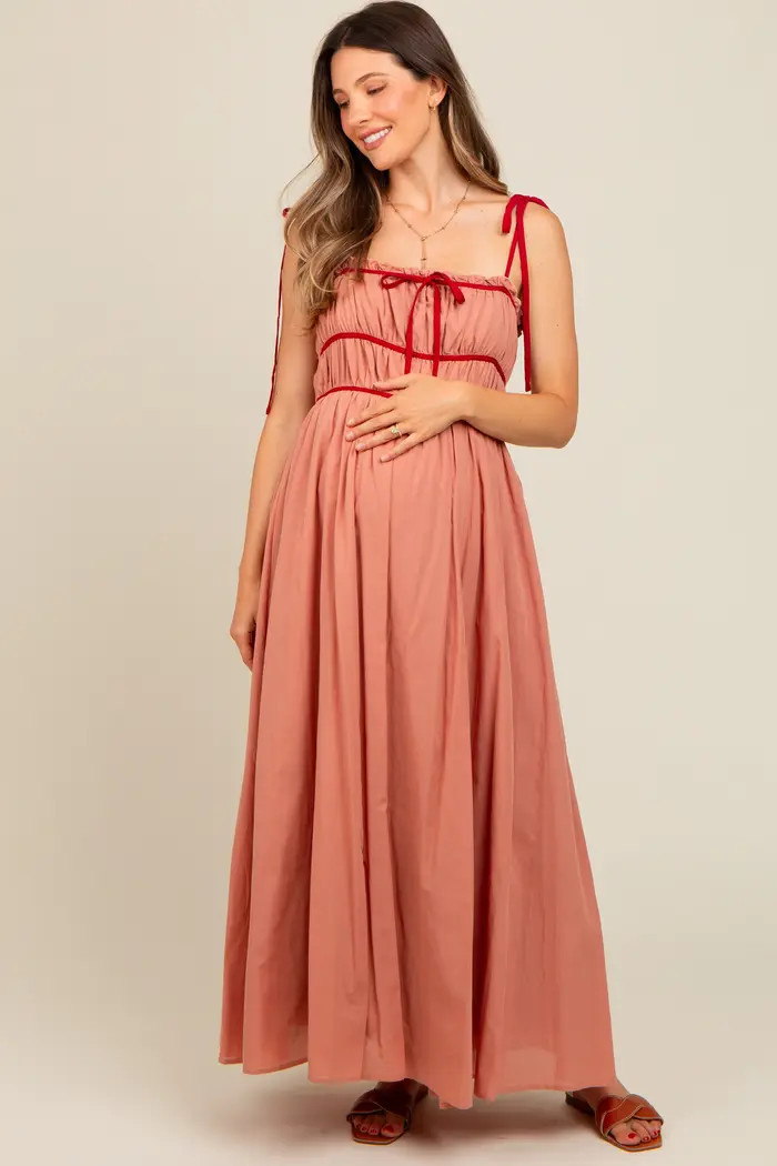 Contrast Ribbon Trim Maxi Dress | Nordstrom