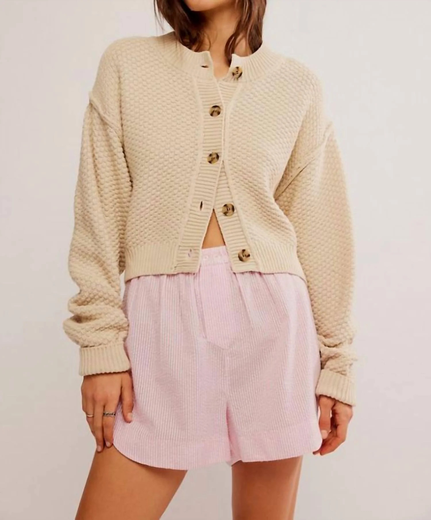 Lila Knit Cardigan In Birch | Shop Simon