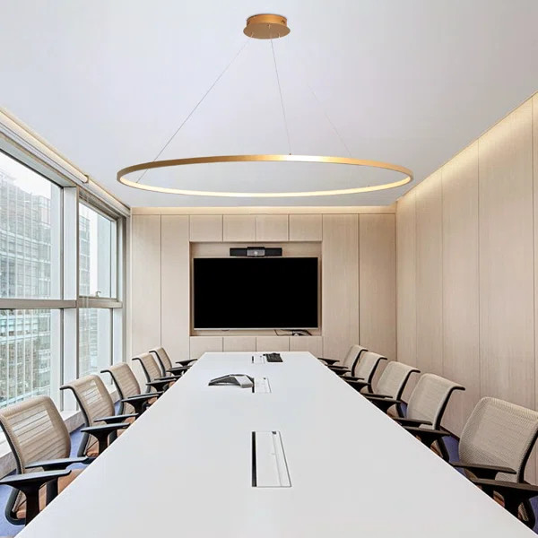 Stockham 1-Light Circle Chandelier Round Kitchen Island Pendant Remote Dimmable | Wayfair North America