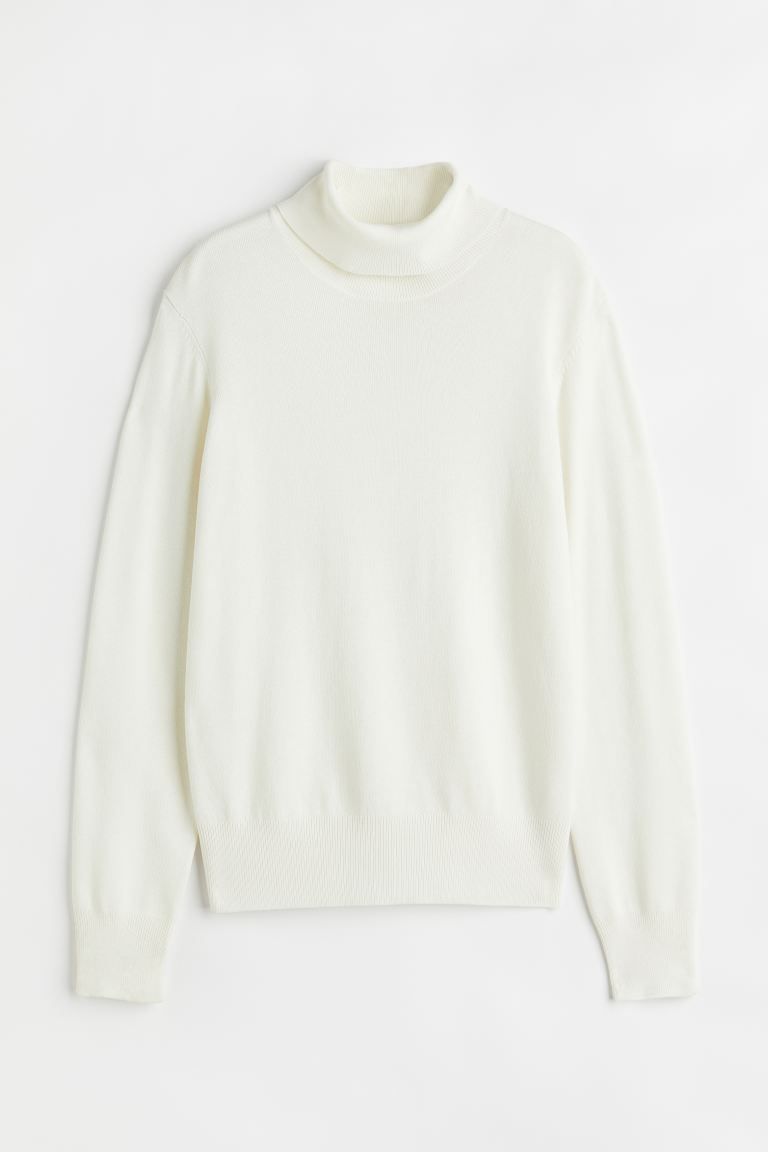 Fine-knit polo-neck jumper - Dark beige - Ladies | H&M GB | H&M (UK, MY, IN, SG, PH, TW, HK)