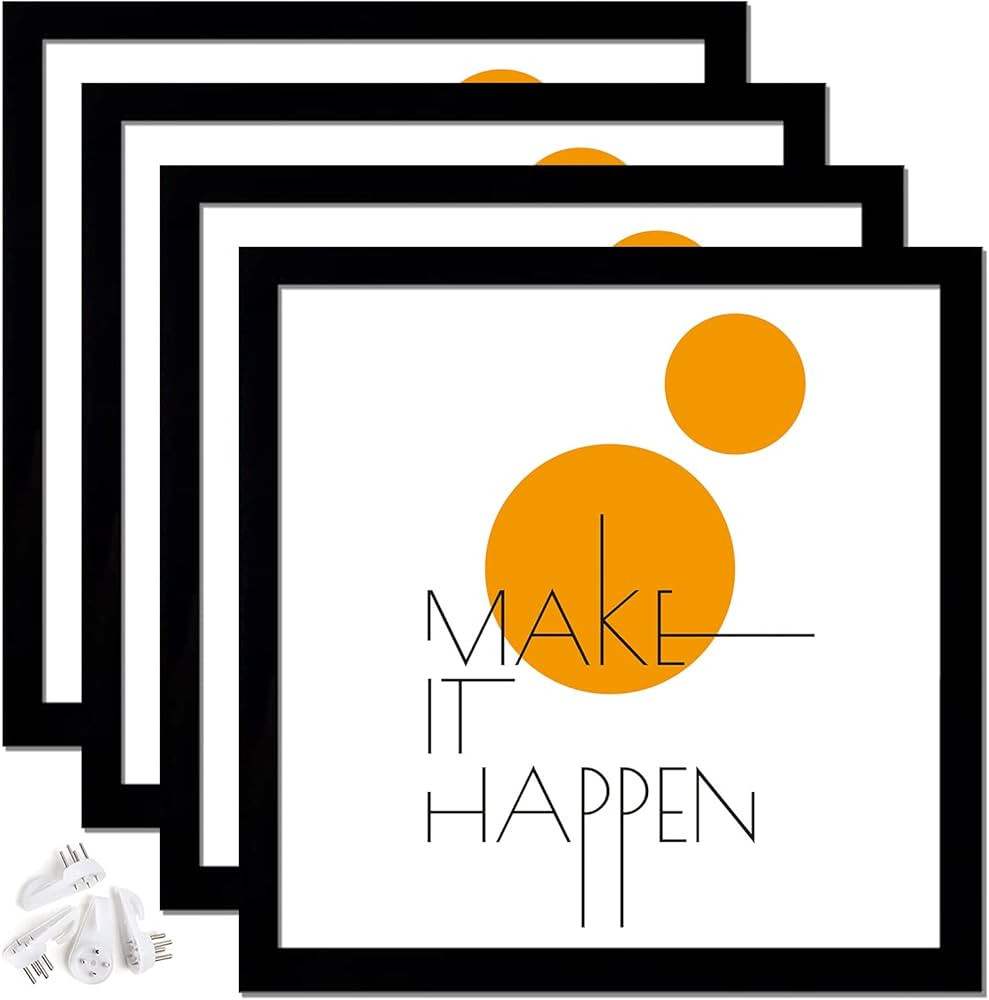 ijuerybai 18x18 Picture Frame Set of 4, Black 18 x 18 Frame High Transparent Wall Gallery Poster ... | Amazon (US)