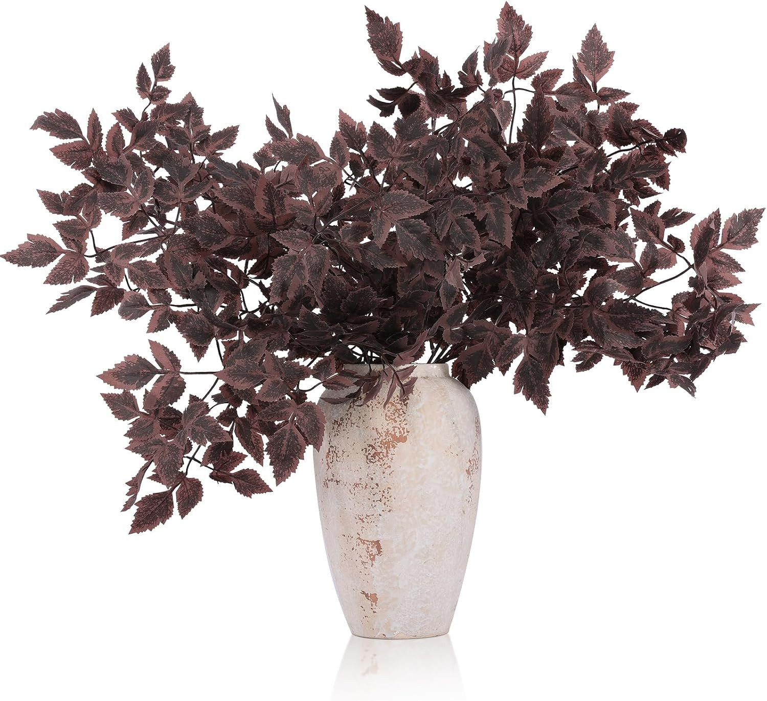 Hananona 4 Pcs Artificial Cimicifuga Leaf Spray, 23 Inch Faux Burgundy Fall Greenery Branch with Long Stems for Vase, Farmhouse Thanksgiving Autumn Centerpiece Halloween Decor (4, Chocolate) | Amazon (US)