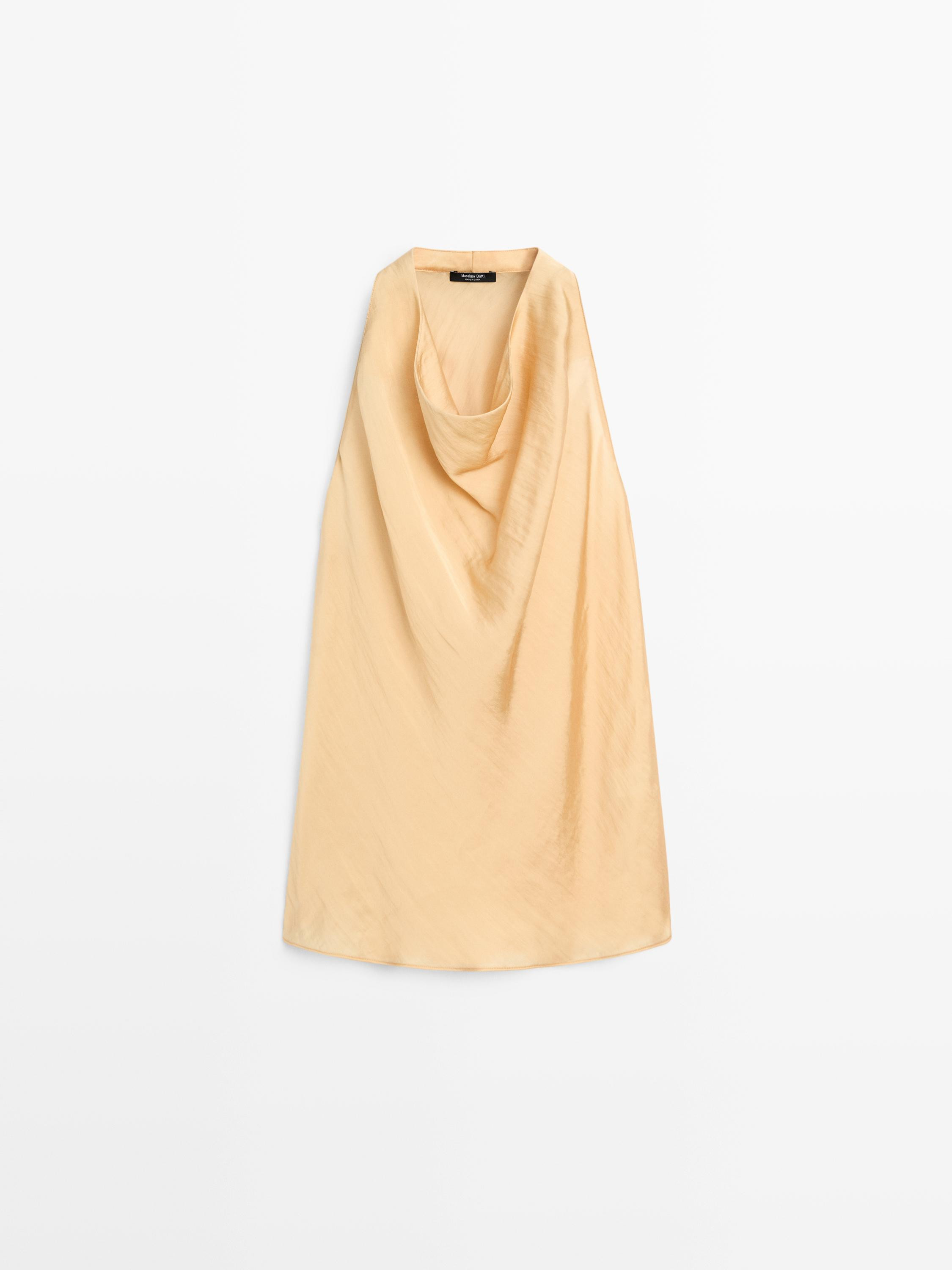 Fließendes Top mit drapiertem Ausschnitt · 0-325 · Hemden | Massimo Dutti | Massimo Dutti DE