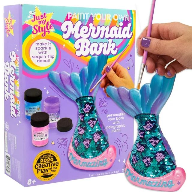 Just My Style Paint Your Own Mermaid Bank Art Kit, Child, Ages 6+ | Walmart (US)