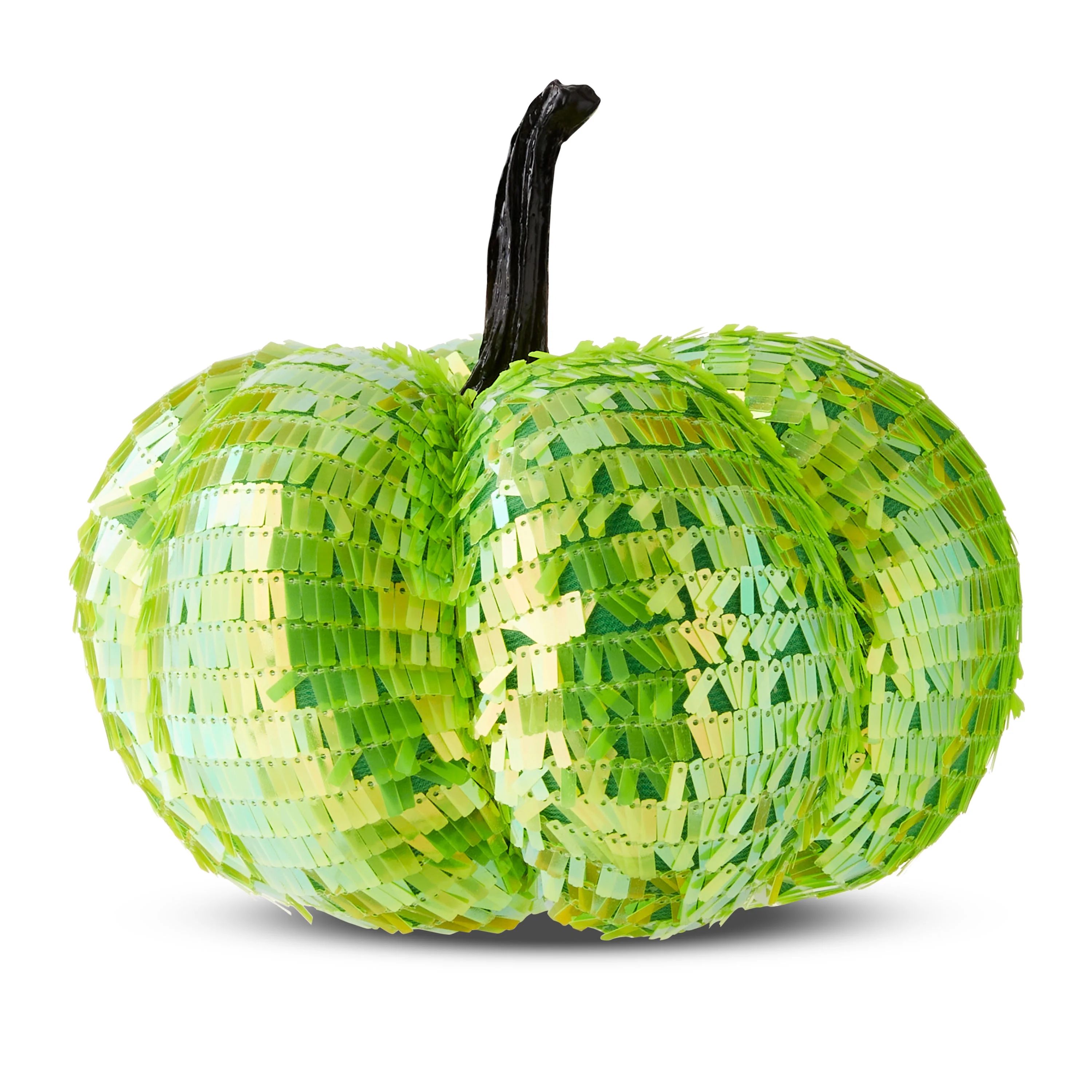 Halloween Lime Green Sequin Pumpkin Tabletop Decor, 6.5 in, by Way To Celebrate | Walmart (US)