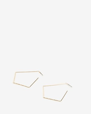 Hammered Metal Diamond Open Hoop Earrings | Express