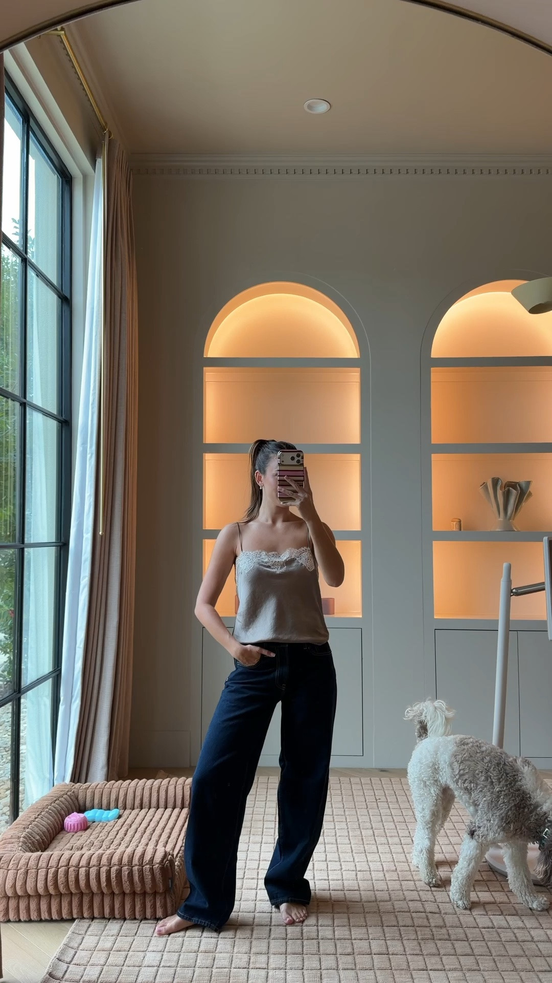 Hailey Bieber jeans back in stock! I’m wearing a size 25 could’ve sized up for a baggy fit! Aritzia top size small!