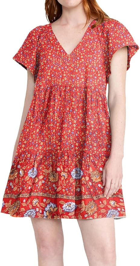 KIPFALL Womens Summer Dresses 2024 Trendy Tie Back Cotton V Neck Short Sleeve Shirred Seams Casua... | Amazon (US)