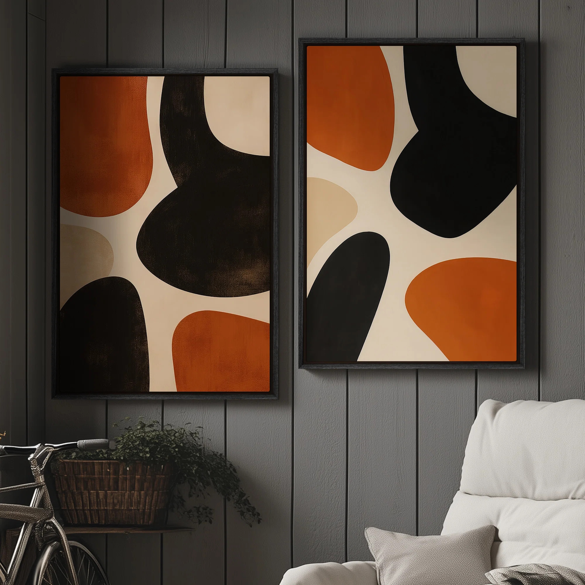 Framed Canvas Wall Art - Vintage Abstract Wall Prints for Bedroom (Set of 2) | Wayfair North America