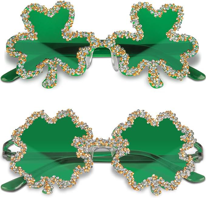 St. Patrick’s Day Shamrock Sunglasses Irish Glasses Green Four Leaf Clover Leprechaun Costume P... | Amazon (US)