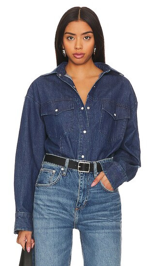 Ansel Western Shirt in Dark Blue | Revolve Clothing (Global)