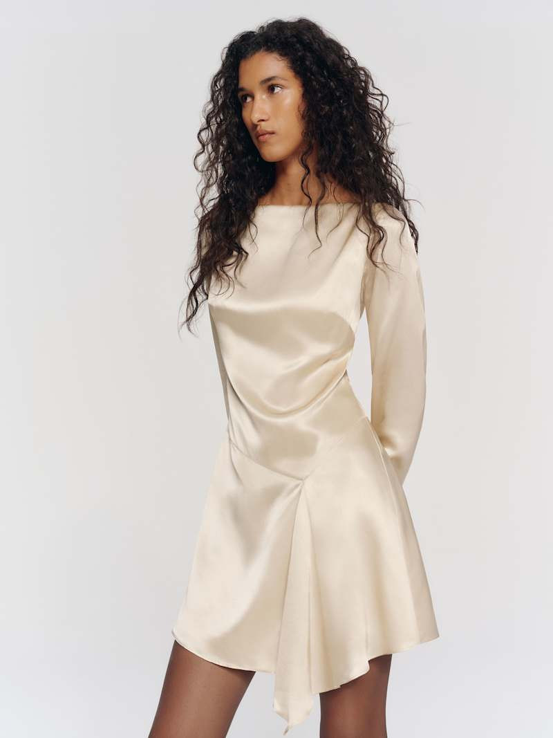 Reformation Kline Silk Dress Grey 0 | Reformation (Global)