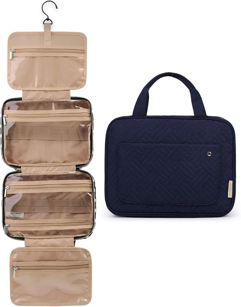 BAGSMART Toiletry Bag Travel Bag with hanging hook, Water-resistant Makeup Cosmetic Bag Travel Or... | Amazon (US)