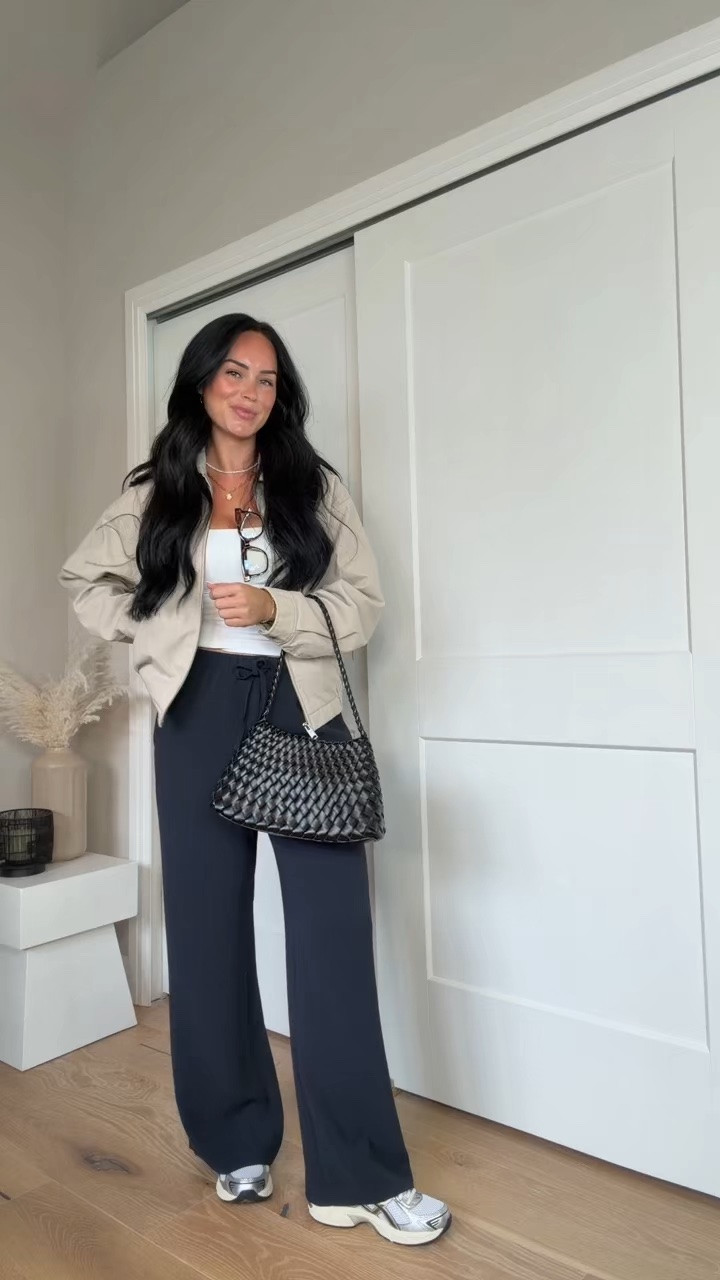 Chic casual outfit for fall 🖤 The perfect mix of comfy + put together! These Aritzia Lodge Pants are such a good staple paired with a basic tank and lightweight jacket. I’ll have all the outfit details linked on my LTK.

My sizing: 5’7”, 145 lbs, 32DD
I’m wearing size smalls.

@Aritzia #AritziaStyle #FallOutfit #CasualChic #FallStyle Aritzia fall outfit, Aritzia Lodge Pants, casual chic fall outfit, lightweight fall jacket, everyday fall style, neutral fall outfit
