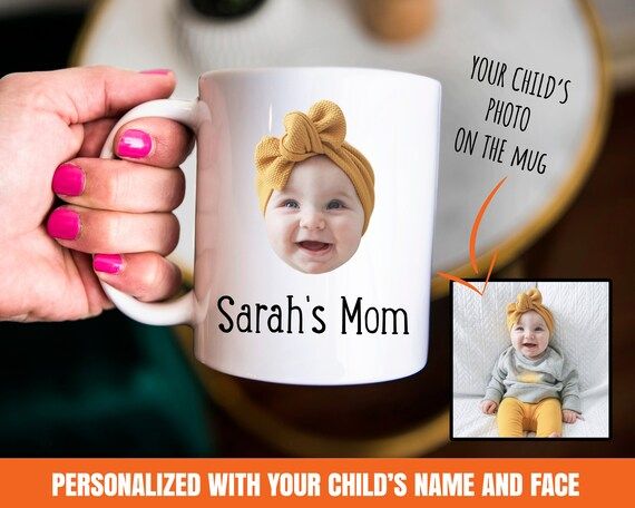 baby photo gift, baby photo mug, custom child mug, Personalized photo gift, kid face mug, Mothers... | Etsy (US)