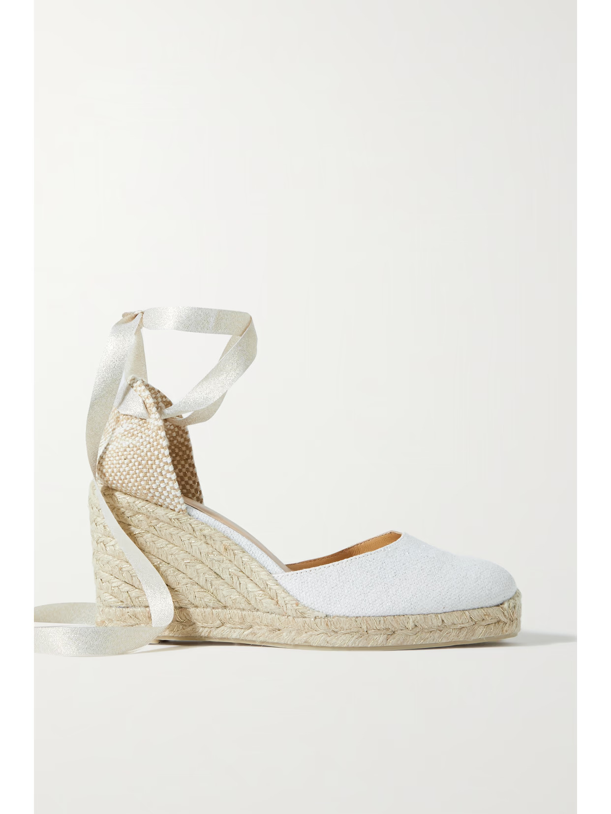 Castañer - + Net Sustain Carina 80 Metallic Canvas Wedge Espadrilles - White | NET-A-PORTER (UK & EU)